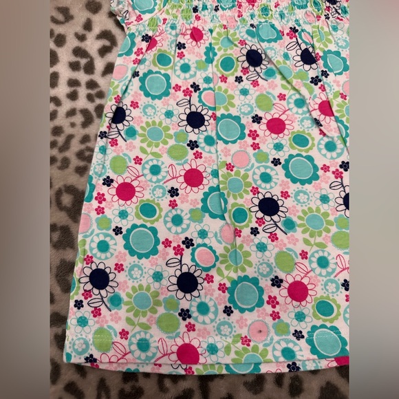 NWOT Jumping Beans Short Sleeve Floral Smocked Top in White Blue Size 4 Girls - Picture 3 of 17